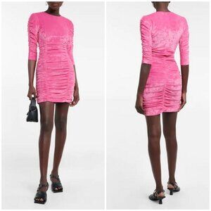 💕GANNI💕 Velvet O-neck Dress ~ Shocking Pink 10-12 US 42 EU NWT